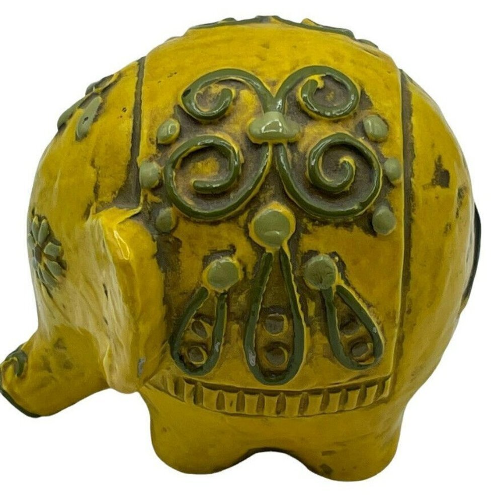 Vintage MCM Fitz & Floyd Paperweight Yellow  Elephant Figurine FF Boho